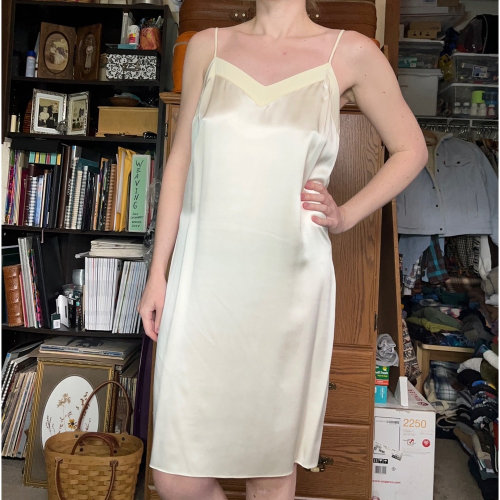 Worth New York Champagne Satin Slip Dress Size 4 Dressy Chic Minimal